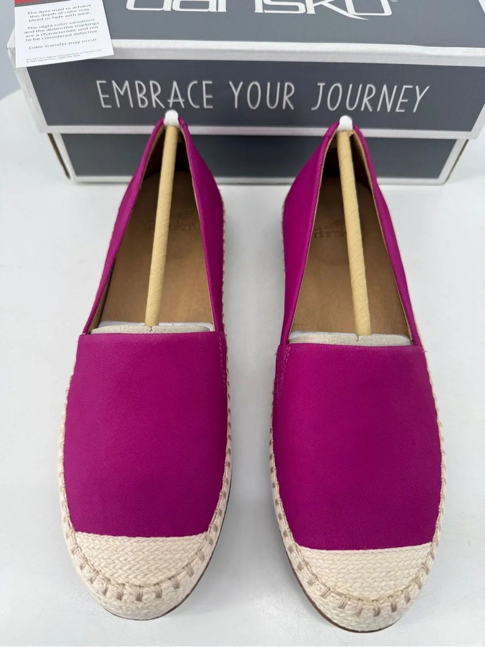 Dansko Fuschia Lesley Nubuck Leather Jute Trim Slip On Espadrilles NEW 5.5/6EU36
